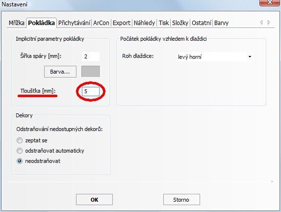 Tiler – Tloušťka pokládky
