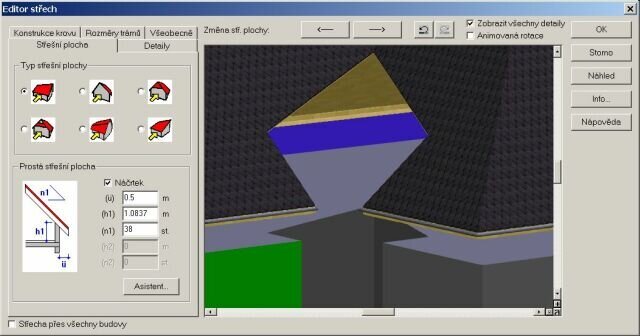Obr.3 – V Editoru střech nastavte požadované parametry