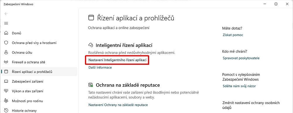 Windows 11 – Inteligentní řízení aplikací