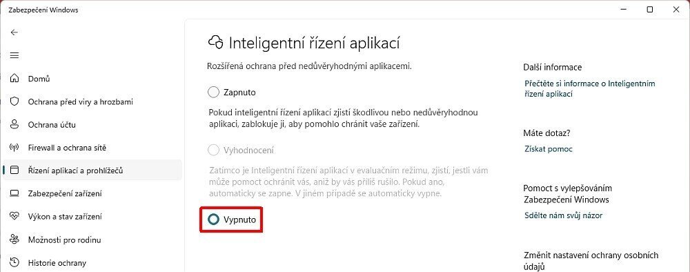 Windows 11 – Inteligentní řízení aplikací